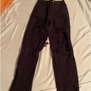 PACSUN Black high rise ripped jeansSIZE 22